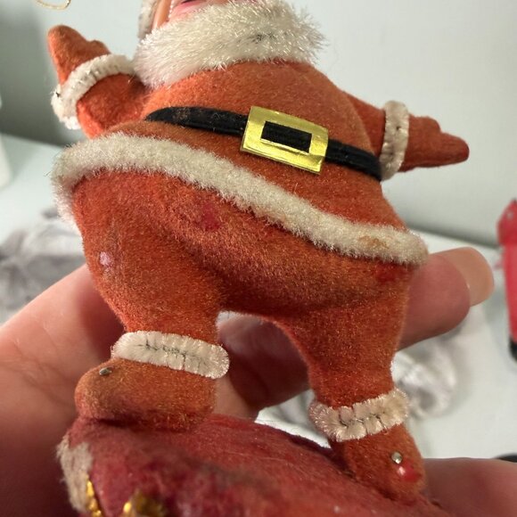 VTG Mr. Christmas Santa Claus Flocked Dancing on Drum Ornament 1972 - Picture 4 of 16